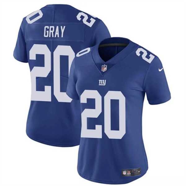 Womens New York Giants #20 Eric Gray Blue Vapor Stitched Jersey Dzhi